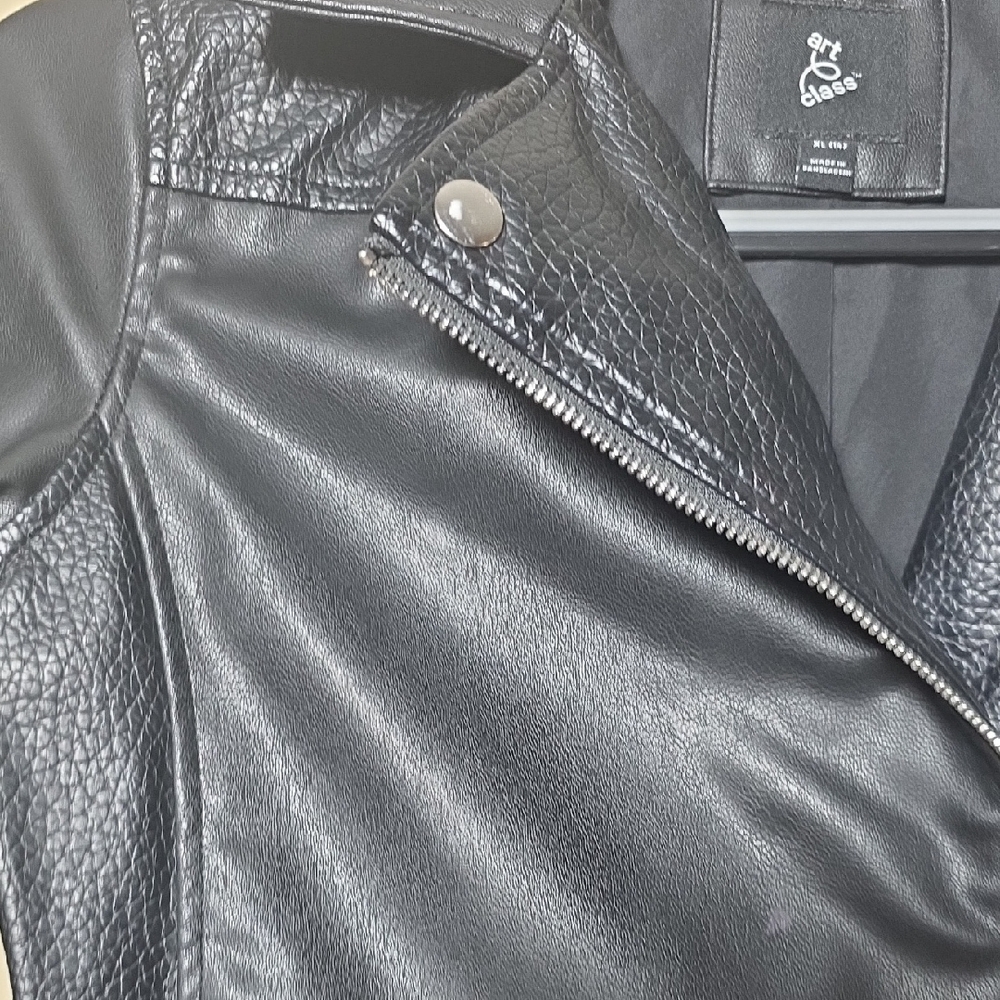 Art Class Girls Black Faux Leather Moto Jacket - Picture 4 of 8